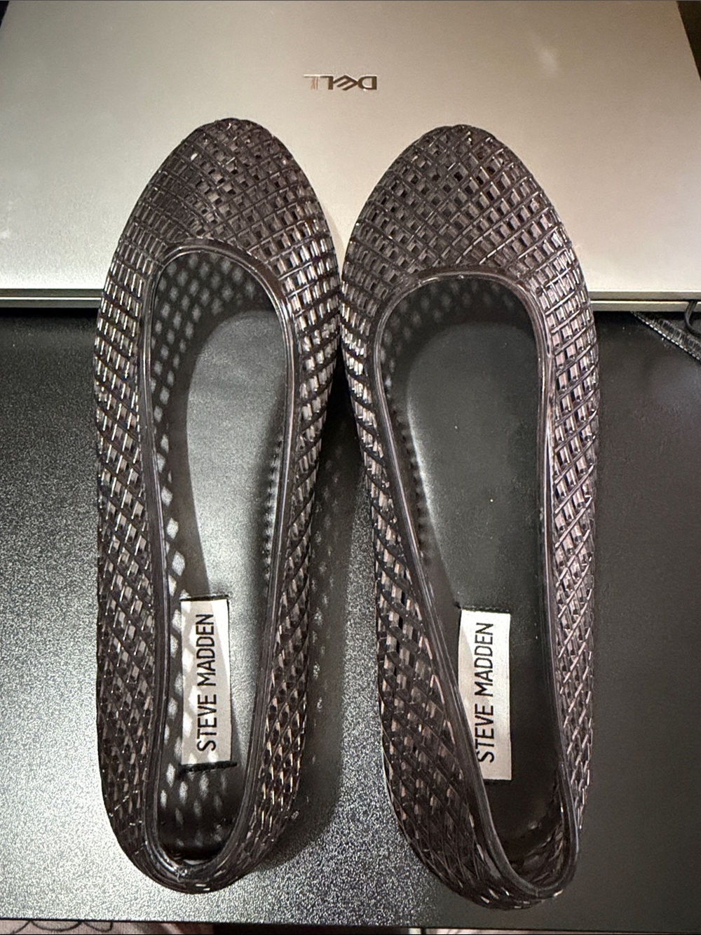 Steve Madden Black Jelly Slip-On Flats